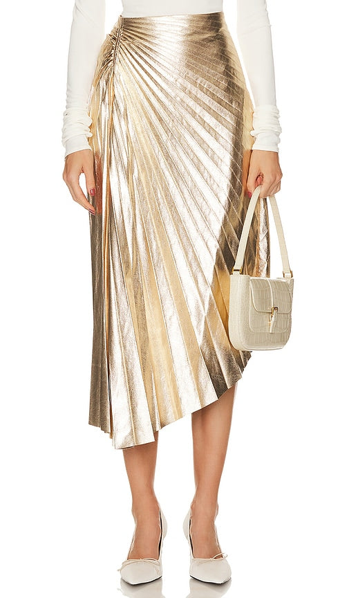 A.L.C. Tori Skirt in Metallic Gold - A.L.C. Jupe Tori en or métallisé - A.L.C.金属金色 Tori 半身裙 - A.L.C. Tori-Rock in Metallic-Gold - A.L.C. Tori 스커트 - A.L.C. Gonna Tori in oro metallizzato
