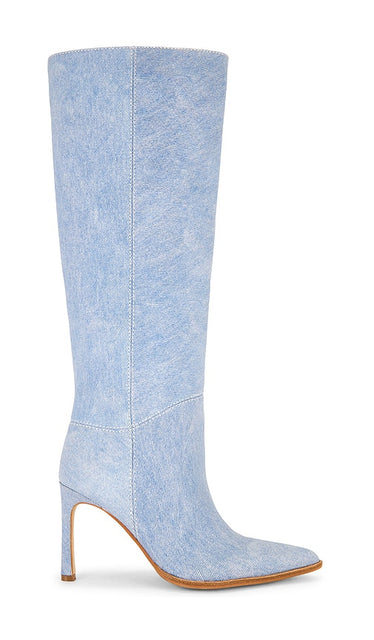 Acler Willow Boot in Denim-Light | Denim Heeled Boots for Women