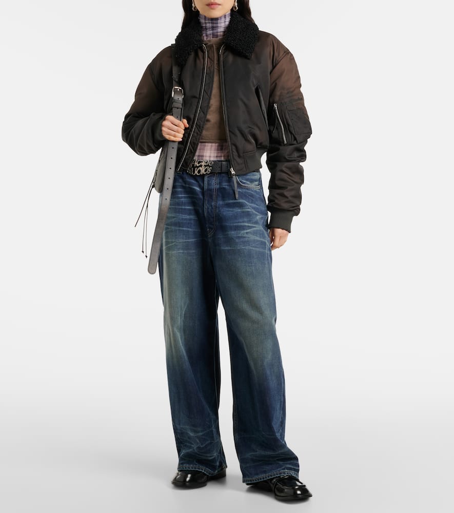 Acne Studios Cropped faux fur-trimmed bomber jacket