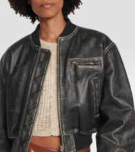 Acne Studios Cropped leather bomber jacket