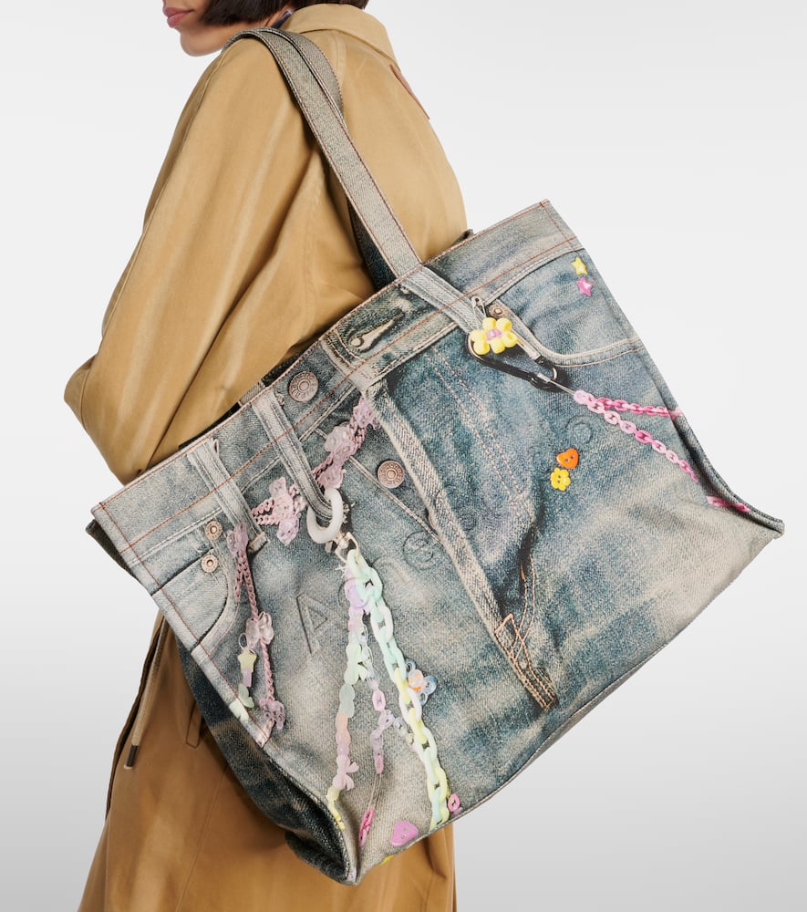 Acne Studios Large denim-effect printed canvas shopper