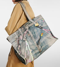 Acne Studios Large denim-effect printed canvas shopper