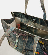 Acne Studios Large denim-effect printed canvas shopper