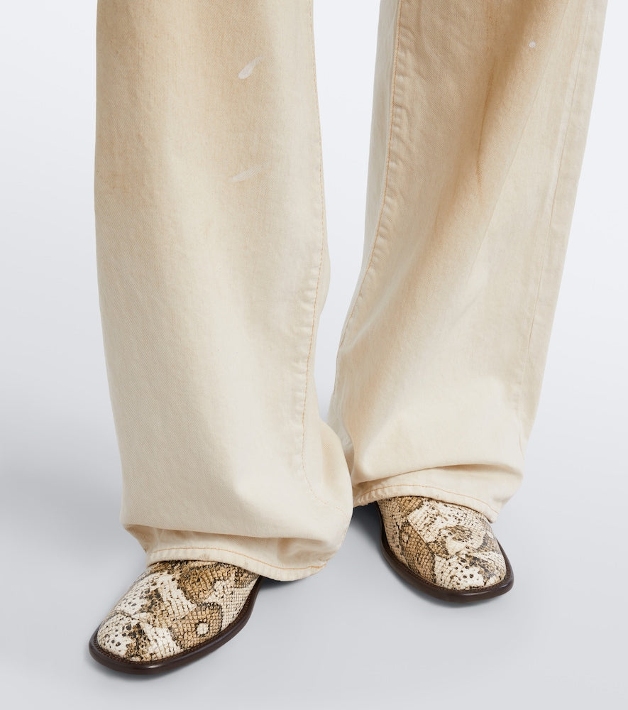 Beige Acne Studios Snake-effect leather loafers - Loafers