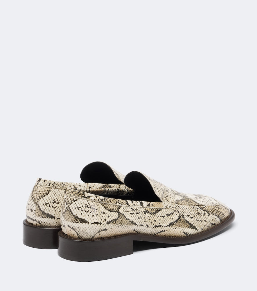 Beige Acne Studios Snake-effect leather loafers - Loafers