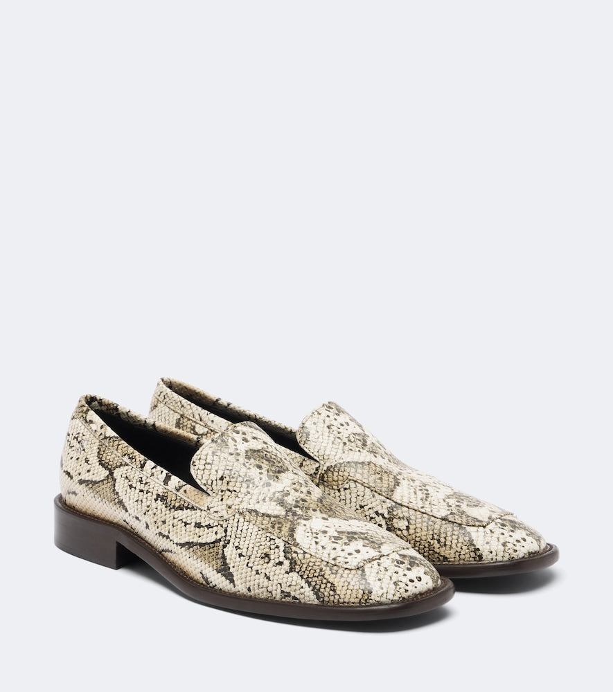 Beige Acne Studios Snake-effect leather loafers - Loafers