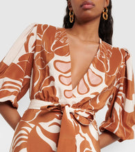 Adriana Degreas Printed puff-sleeve silk maxi dress