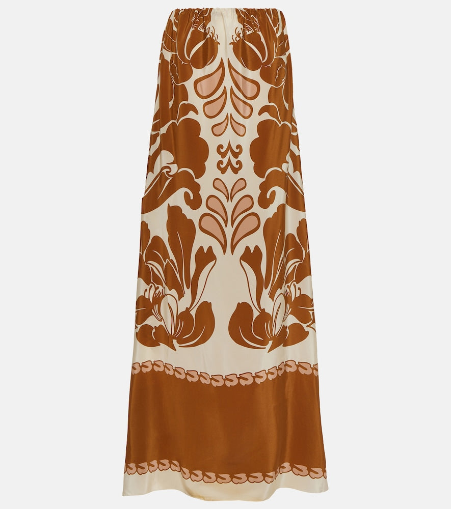 Adriana Degreas Printed strapless silk maxi dress. Adriana Degreas 印花无肩带真丝长裙