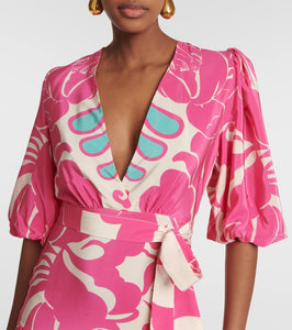 Adriana Degreas Puff-sleeve silk maxi dress