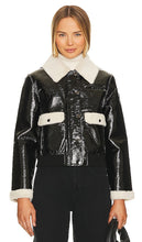 Adrienne Landau Faux Mink Trimmed Jacket in Black