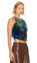 Adrienne Landau Turquoise Faux Fur Halter Top in Teal