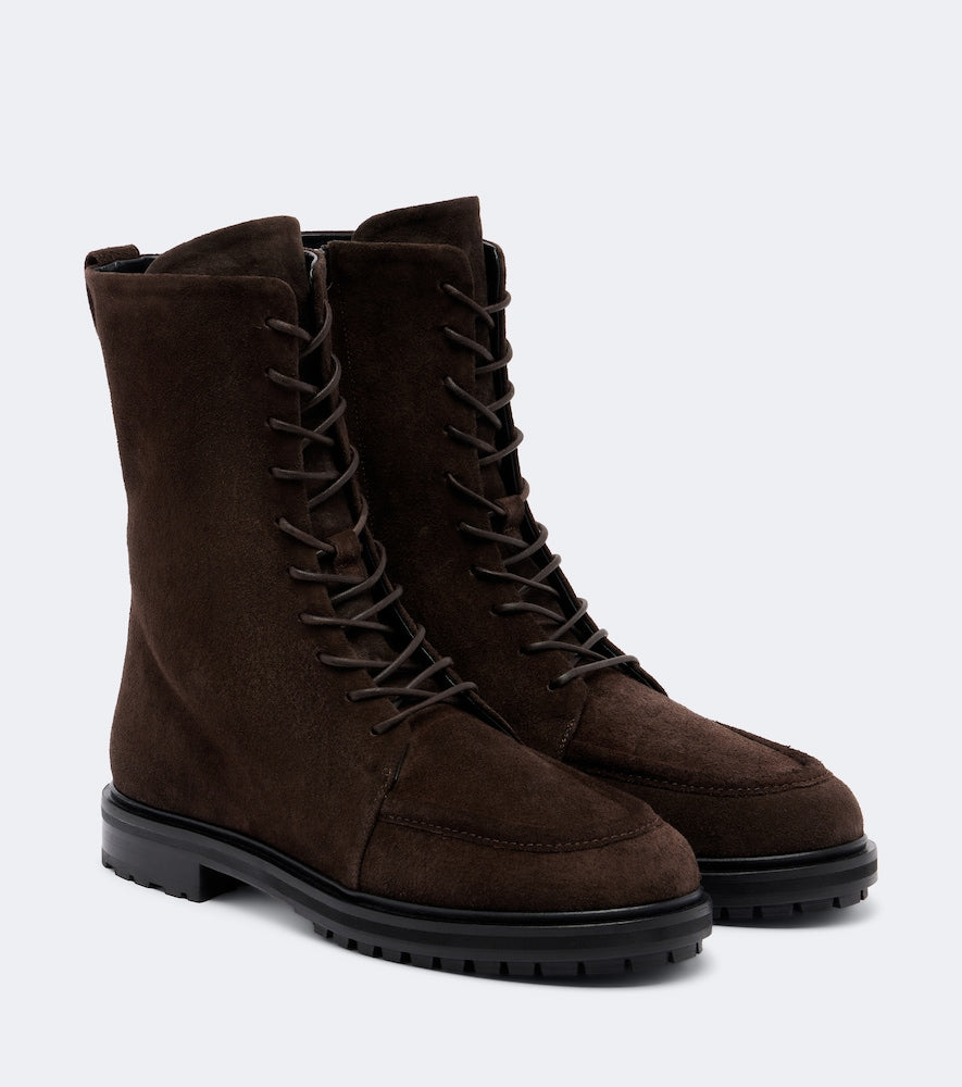 Aeyde Tate suede lace-up boots - Brown Flat Boots
