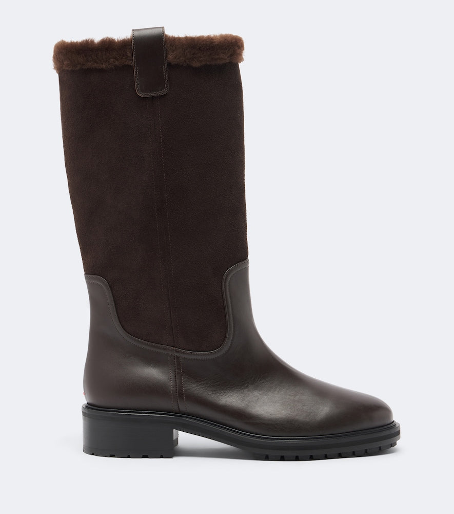 Brown Aeyde Theo leather and suede knee-high boots - Flat Boots