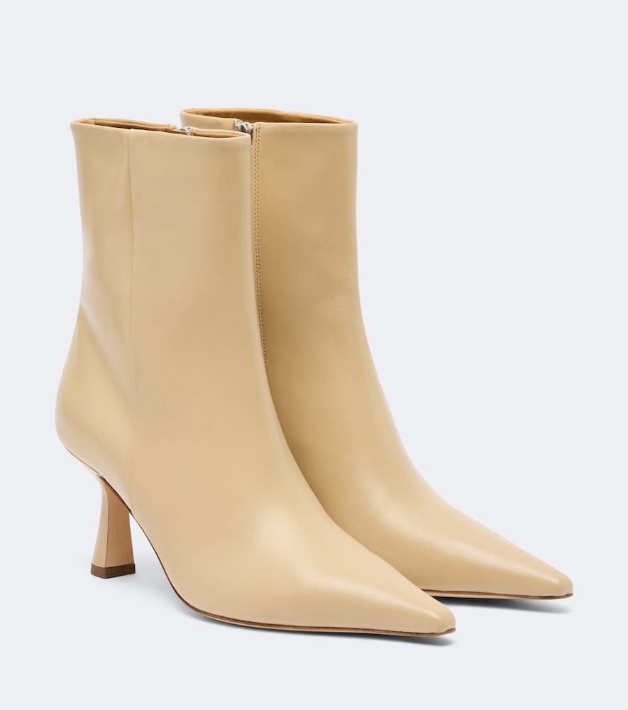 Beige Aeyde Vivi leather ankle boots - Mid Heels