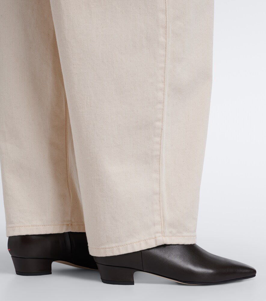 Aeyde Yasmin leather ankle boots - Brown Mid Heels