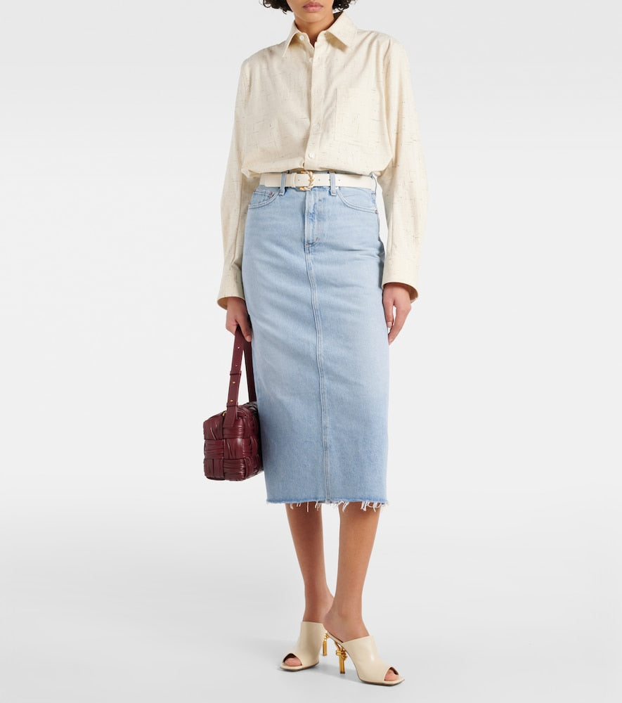 Agolde Della denim midi skirt