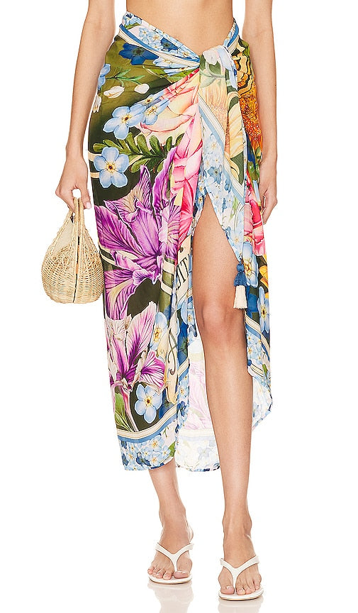 Agua Bendita Marine Sarong in Green - Paréo marin Agua Bendita en vert - Agua Bendita 绿色海洋纱笼 - Agua Bendita Marine Sarong in Grün - Agua Bendita 마린 사롱 그린 컬러 - Sarong marino Agua Bendita in verde