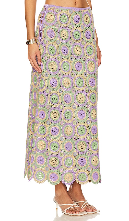 Agua Bendita Nui Maxi Skirt in Lavender,Green