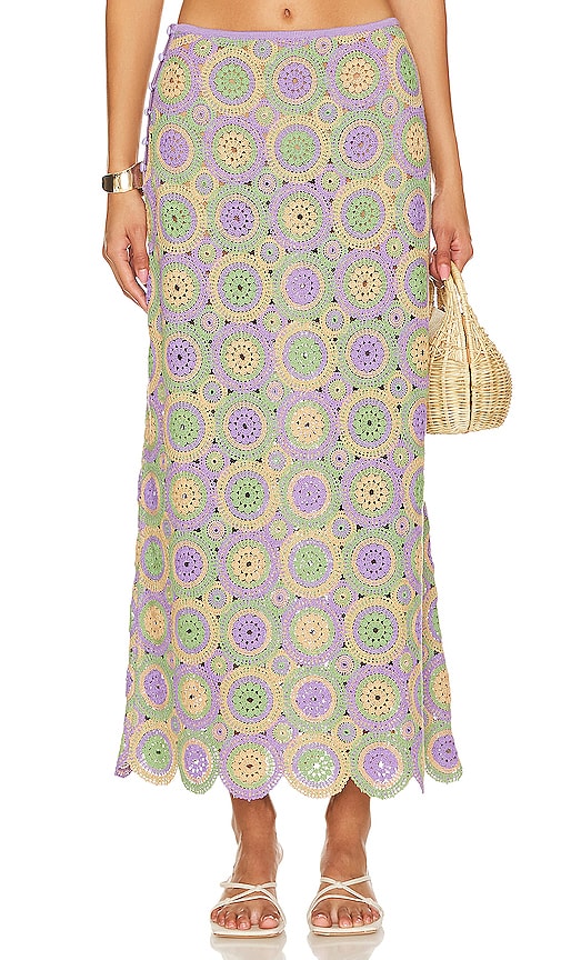 Agua Bendita Nui Maxi Skirt in Lavender,Green - Jupe longue Agua Bendita Nui en lavande, vert - Agua Bendita Nui 薰衣草色、绿色长裙 - Agua Bendita Nui Maxirock in Lavendel, Grün - Agua Bendita Nui 맥시 스커트 - Gonna lunga Agua Bendita Nui in lavanda, verde