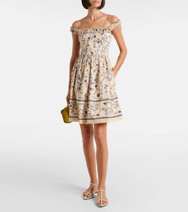 Agua by Agua Bendita Achiote Caf√É¬© floral cotton minidress