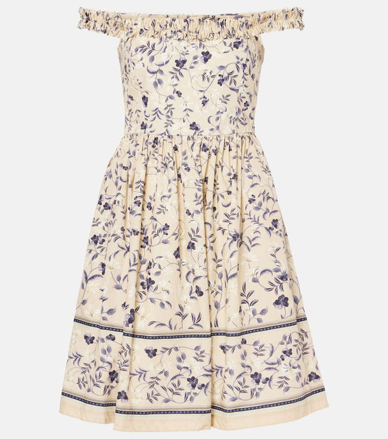Agua by Agua Bendita Achiote Caf√É¬© floral cotton minidress