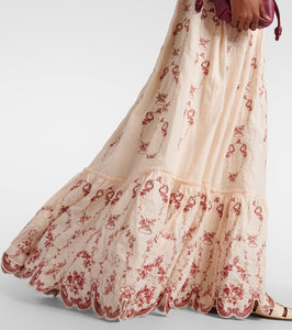 Agua by Agua Bendita Achiote Florero embroidered linen maxi dress