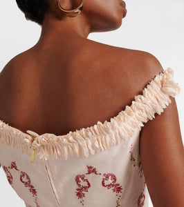 Agua by Agua Bendita Achiote Florero embroidered linen maxi dress