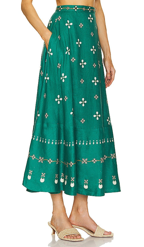 Agua by Agua Bendita Belmar Esmeralda Skirt in Green