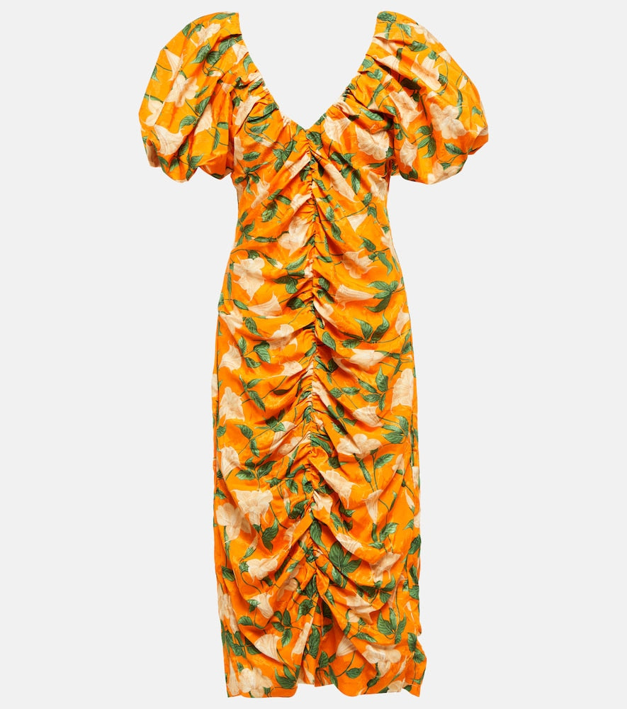 Agua by Agua Bendita Camelia Sabanero Dorado floral-print midi dress. Agua by Agua Bendita Camelia Sabanero Dorado 花卉印花中长连衣裙