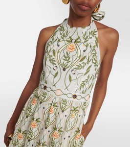 Agua by Agua Bendita Consuelo Lunar embroidered linen midi dress