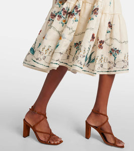Agua by Agua Bendita Lima Florero embroidered linen midi dress