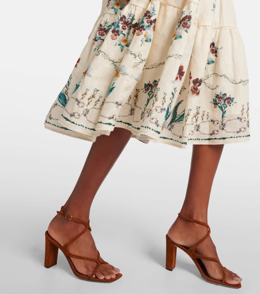 Agua by Agua Bendita Lima Florero embroidered linen midi dress