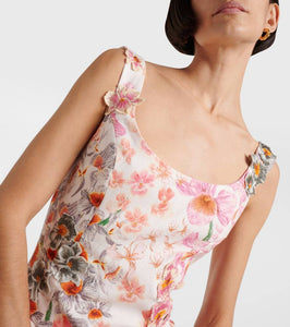 Agua by Agua Bendita Pluma Jardinera linen minidress