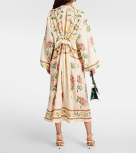 Agua by Agua Bendita Zircon Bisuter√É¬≠a floral linen kaftan