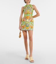 Al√É¬©mais Pinball printed linen and silk minidress