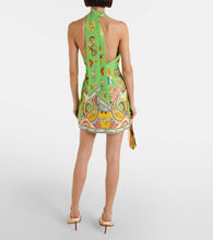 Al√É¬©mais Pinball printed linen and silk minidress