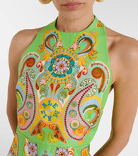 Al√É¬©mais Pinball printed linen and silk minidress