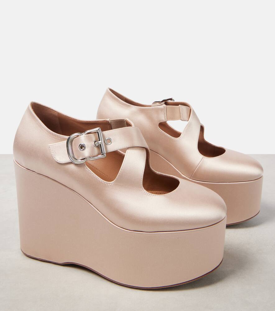 Alaia 110 satin platform wedges