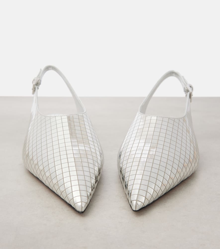 Alaia Art Deco mirrored leather slingback flats