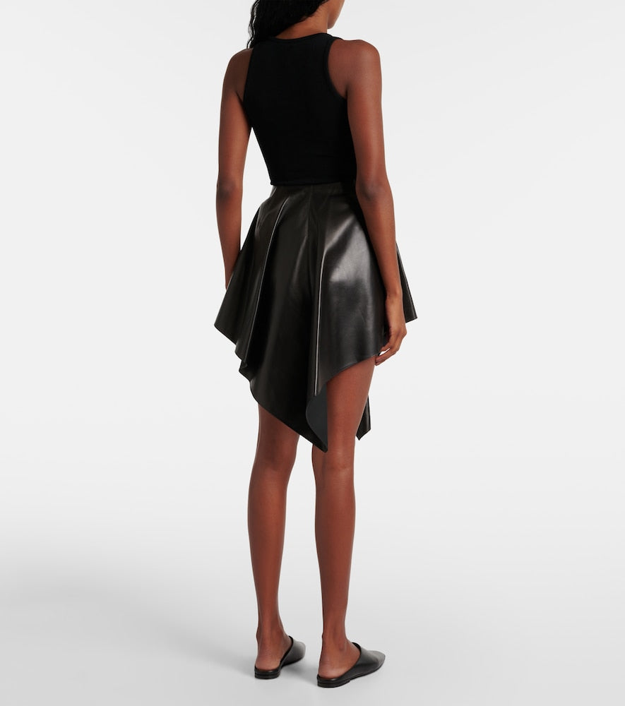 Alaia Asymmetric leather miniskirt