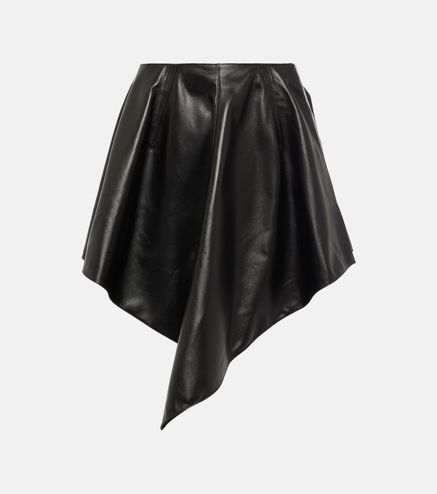 Alaia Asymmetric leather miniskirt - Alaia 不对称皮革迷你裙