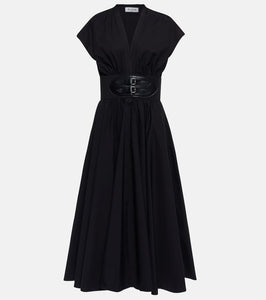 Alaia Belted cotton poplin midi dress