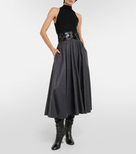 Alaia Belted high-rise virgin wool midi skirt