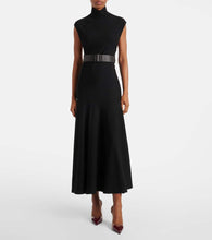 Alaia Belted wool-blend maxi dress