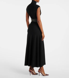 Alaia Belted wool-blend maxi dress