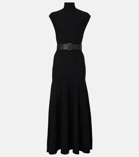 Alaia Belted wool-blend maxi dress