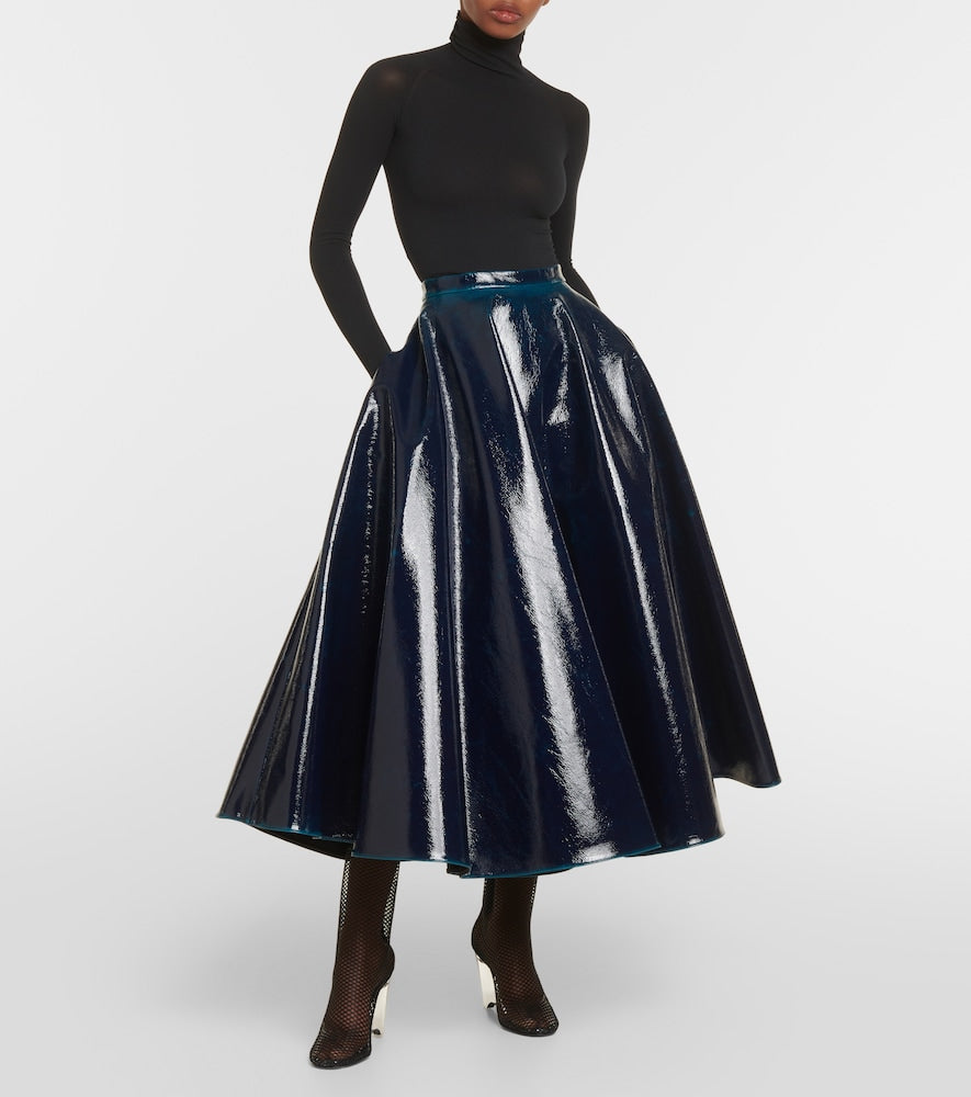 Alaia Coated wool-blend midi skirt