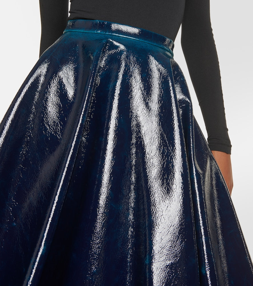 Alaia Coated wool-blend midi skirt