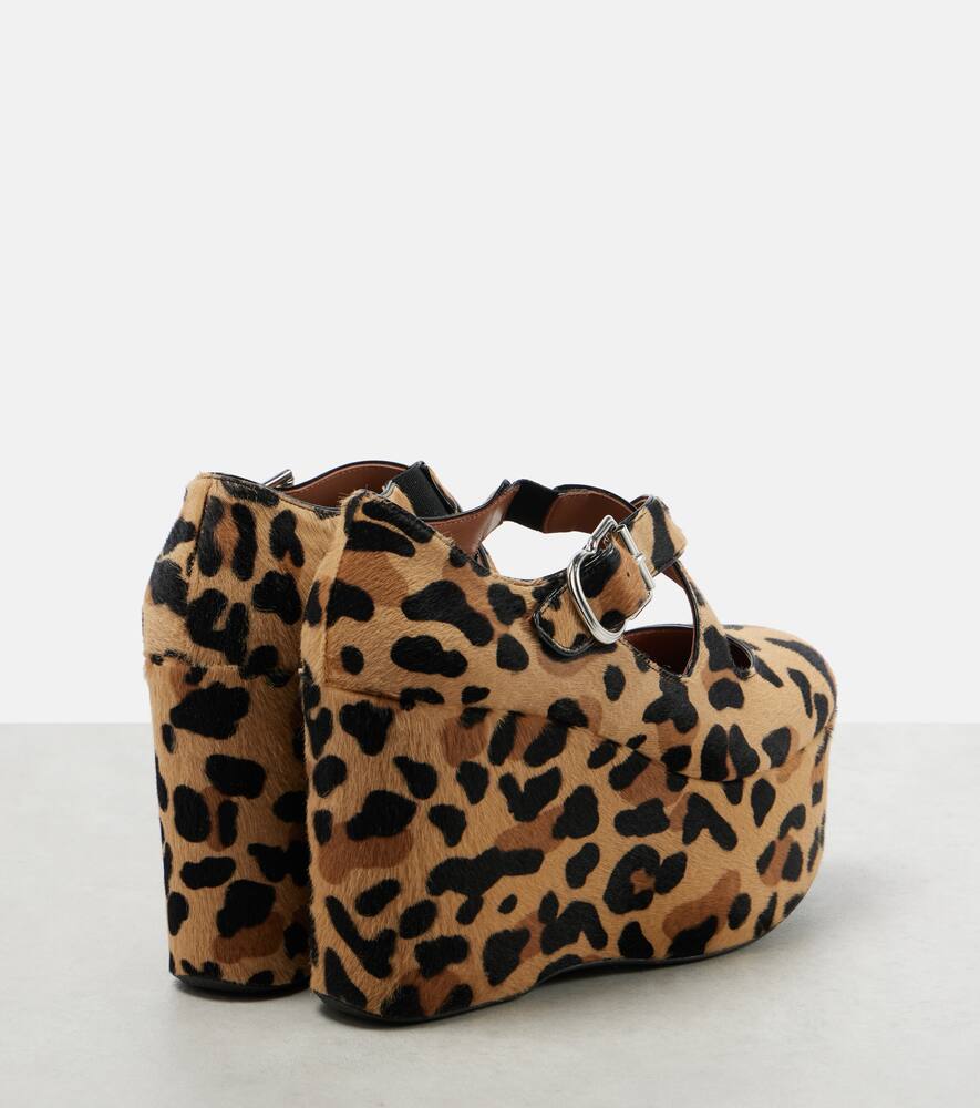 Alaia Criss Cross leopard-print calf hair wedges