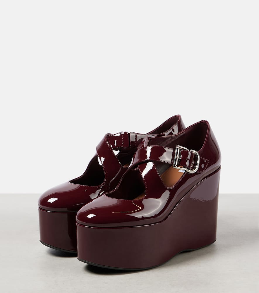 Alaia Criss Cross patent leather wedges